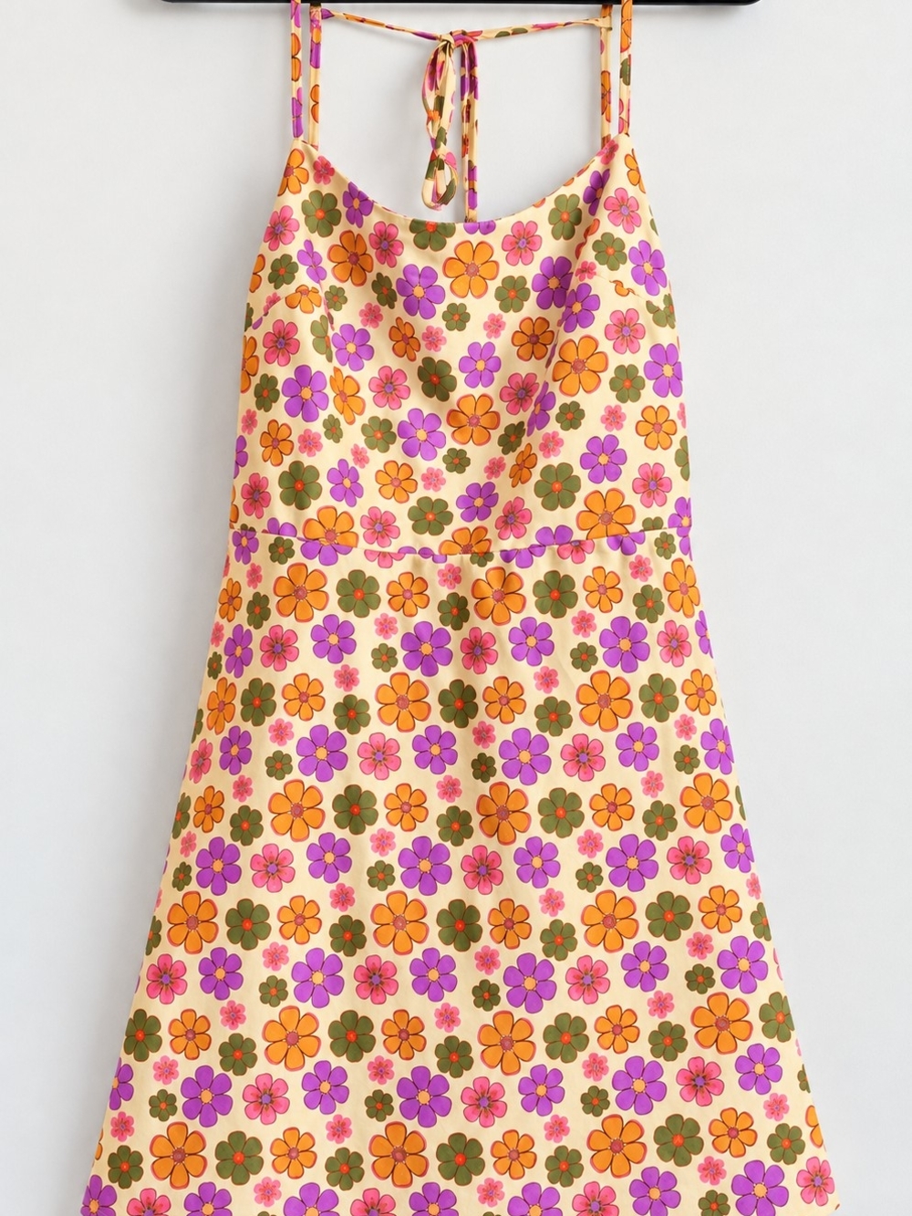 Backless Floral Sundress in Cream with Orange & Pink Flowers